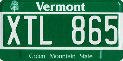 VT license plate XTL865