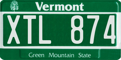 VT license plate XTL874