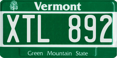 VT license plate XTL892