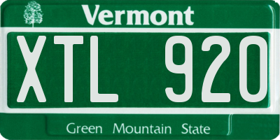 VT license plate XTL920