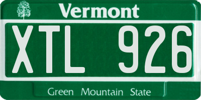 VT license plate XTL926