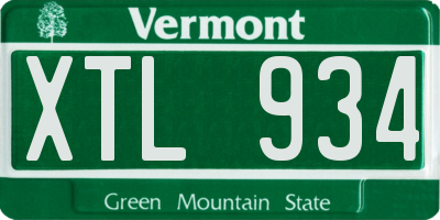 VT license plate XTL934