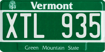 VT license plate XTL935