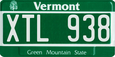 VT license plate XTL938