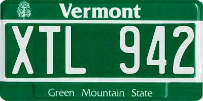 VT license plate XTL942