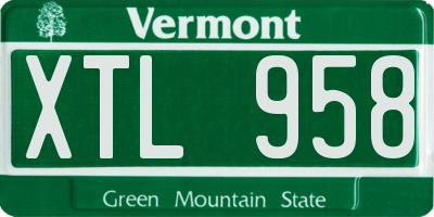VT license plate XTL958