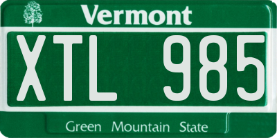 VT license plate XTL985