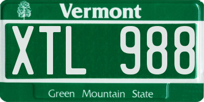 VT license plate XTL988