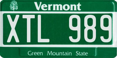 VT license plate XTL989