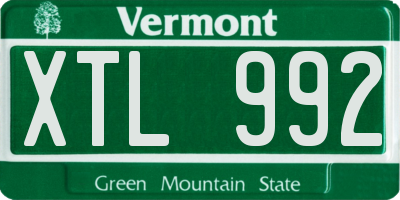 VT license plate XTL992