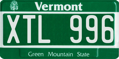VT license plate XTL996