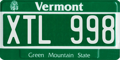VT license plate XTL998