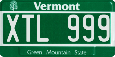 VT license plate XTL999