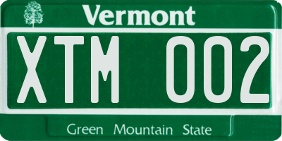 VT license plate XTM002