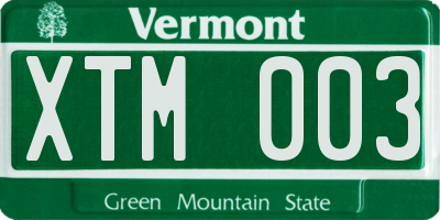 VT license plate XTM003