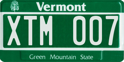 VT license plate XTM007