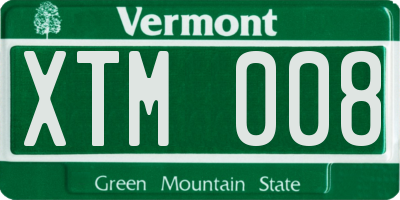 VT license plate XTM008