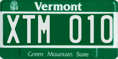 VT license plate XTM010