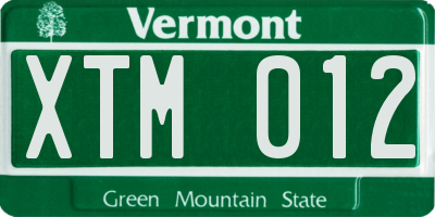 VT license plate XTM012