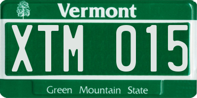 VT license plate XTM015
