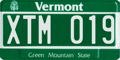 VT license plate XTM019