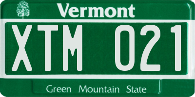 VT license plate XTM021