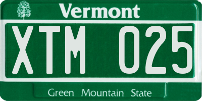 VT license plate XTM025