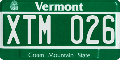 VT license plate XTM026