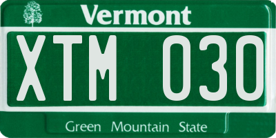 VT license plate XTM030