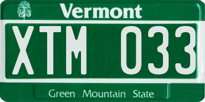 VT license plate XTM033