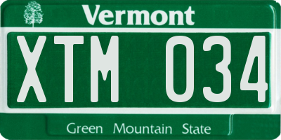 VT license plate XTM034