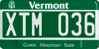 VT license plate XTM036