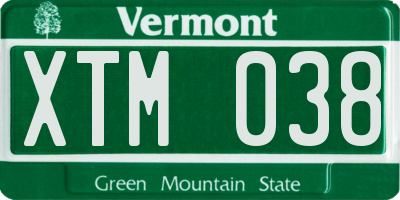 VT license plate XTM038