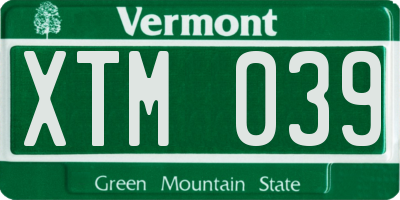 VT license plate XTM039