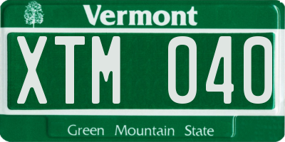 VT license plate XTM040