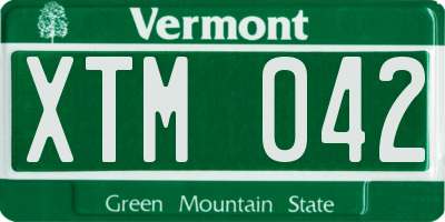 VT license plate XTM042