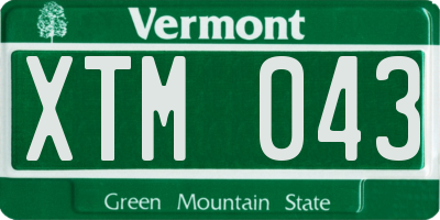VT license plate XTM043
