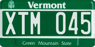 VT license plate XTM045