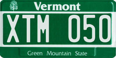 VT license plate XTM050