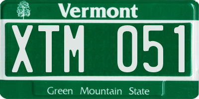 VT license plate XTM051