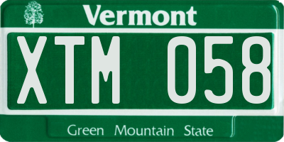 VT license plate XTM058
