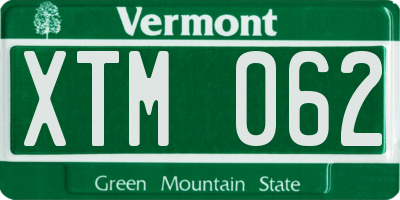 VT license plate XTM062