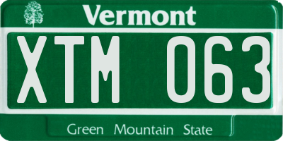 VT license plate XTM063