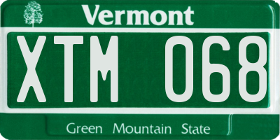 VT license plate XTM068