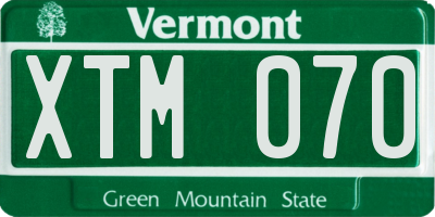 VT license plate XTM070
