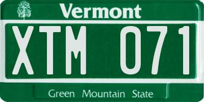 VT license plate XTM071