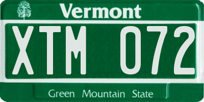 VT license plate XTM072