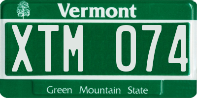 VT license plate XTM074