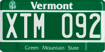 VT license plate XTM092
