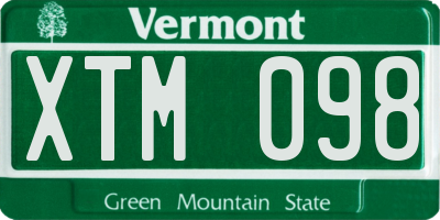 VT license plate XTM098